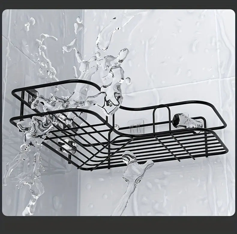1pc Punch-Free Corner Shelf, Bathroom Rack, Wall-Mounted Storage For Toilet, Bathroom Shampoo Lotion Cosmetic Storage Rack, Bathroom Accessories Best Products Online