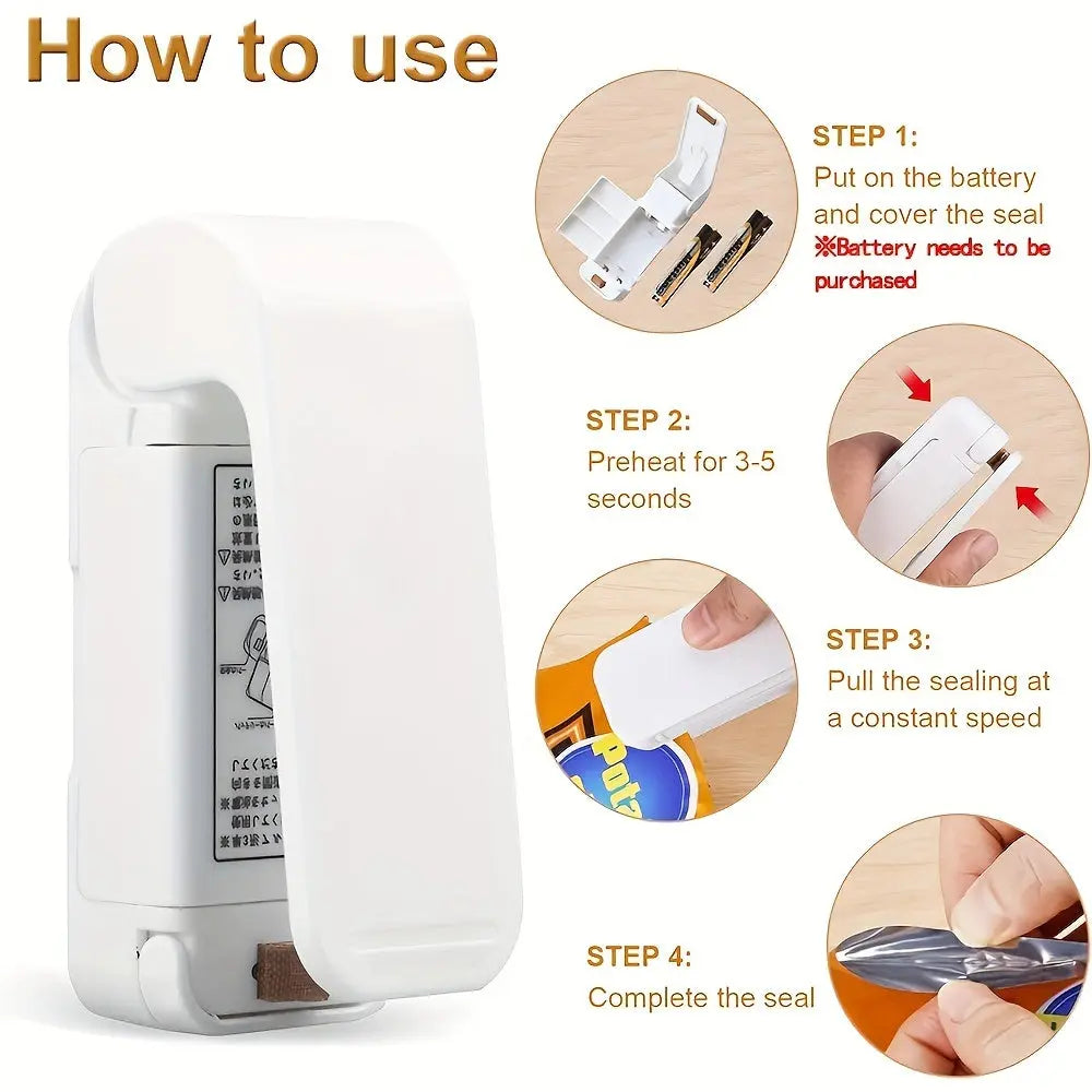 1pc Mini Vacuum Food Sealer Machine with Digital-like Operation - Cordless Portable Handheld Device, One-Touch Seal System, Low-Loss Heating Technology & Ergonomic Design for Freshness Preservation, White/Pink, Compatible wit Best Products Online