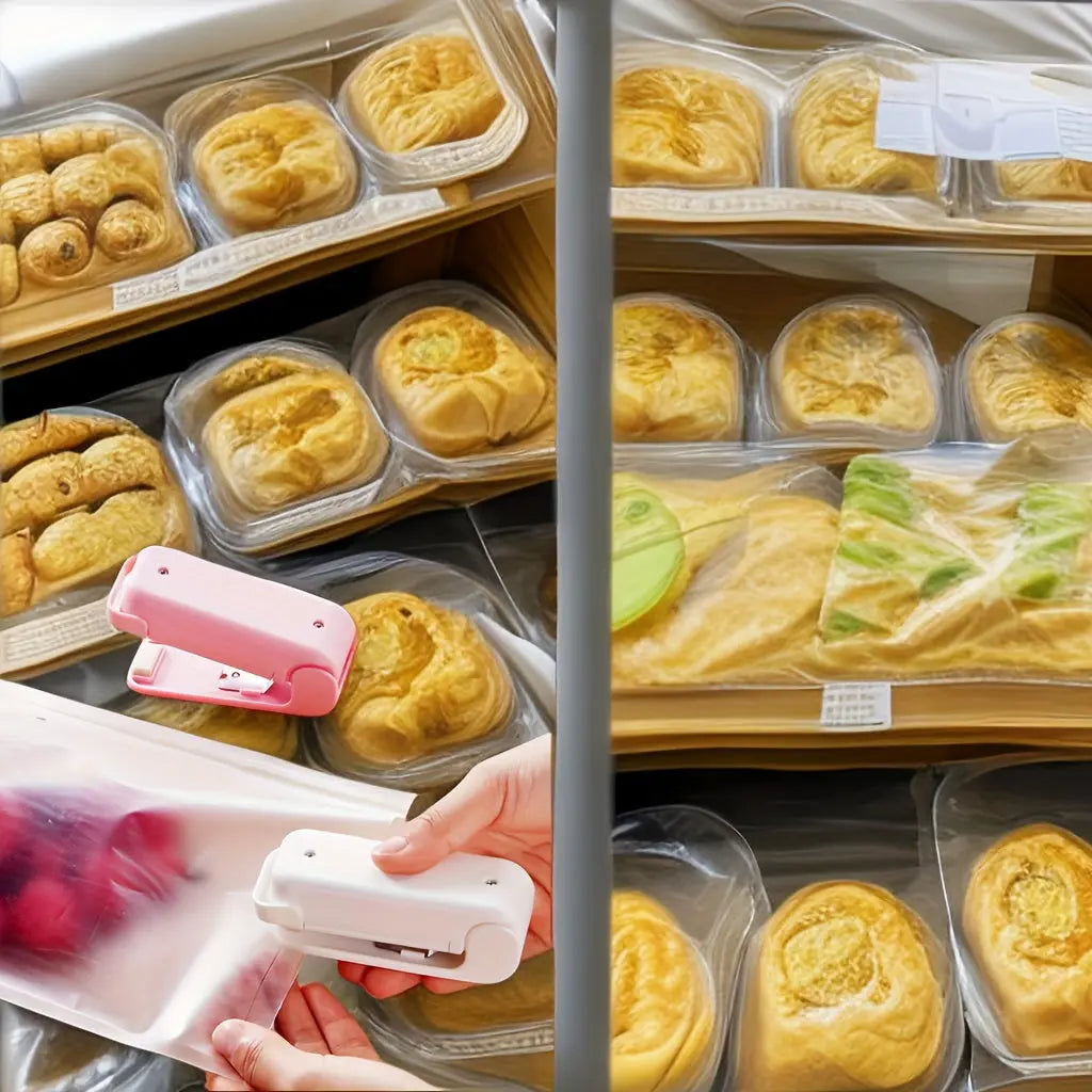1pc Mini Vacuum Food Sealer Machine with Digital-like Operation - Cordless Portable Handheld Device, One-Touch Seal System, Low-Loss Heating Technology & Ergonomic Design for Freshness Preservation, White/Pink, Compatible wit Best Products Online