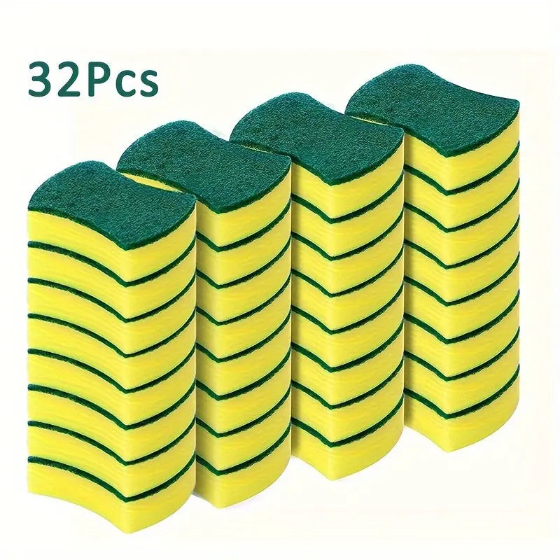 8/16/32pcs, Multifunctional Cleaning Sponge, Double-Sided Scouring Pad For Household Cleaning, Dishwashing Sponge, Premium Kitchen Sponge, Durable Non-scratch Sponge Wipe, Super Absorbent, Cleaning Supplies, Cleaning Tool Best Products Online
