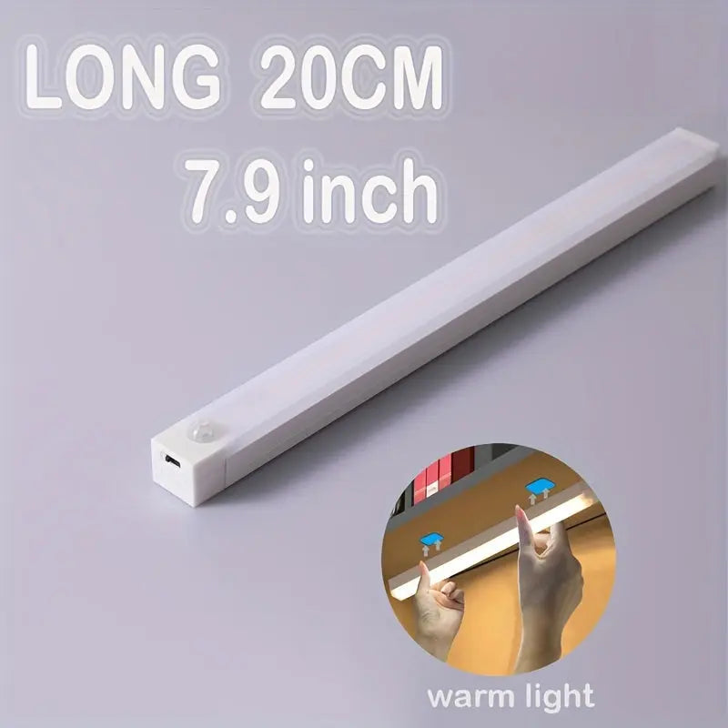 Smart Switch LED Light Human Motion Sensor Long Strip Wireless Magnetic Self-Adhesive Wardrobe Light with Charging Cabinet Light Bar for Countertop Closet Lighting, Rechargeable Kitchen Night Light Battery Powered Lamp for Wa Best Products Online