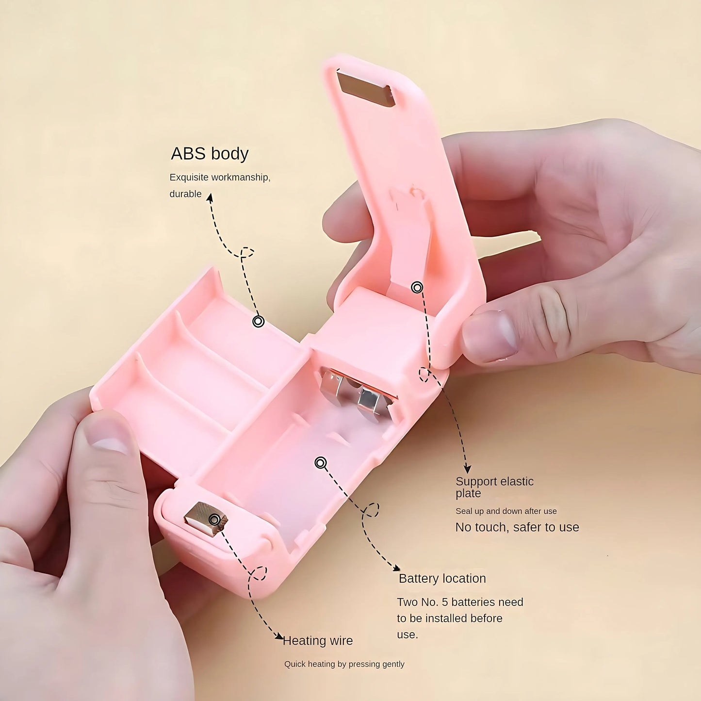 1pc Mini Vacuum Food Sealer Machine with Digital-like Operation - Cordless Portable Handheld Device, One-Touch Seal System, Low-Loss Heating Technology & Ergonomic Design for Freshness Preservation, White/Pink, Compatible wit Best Products Online