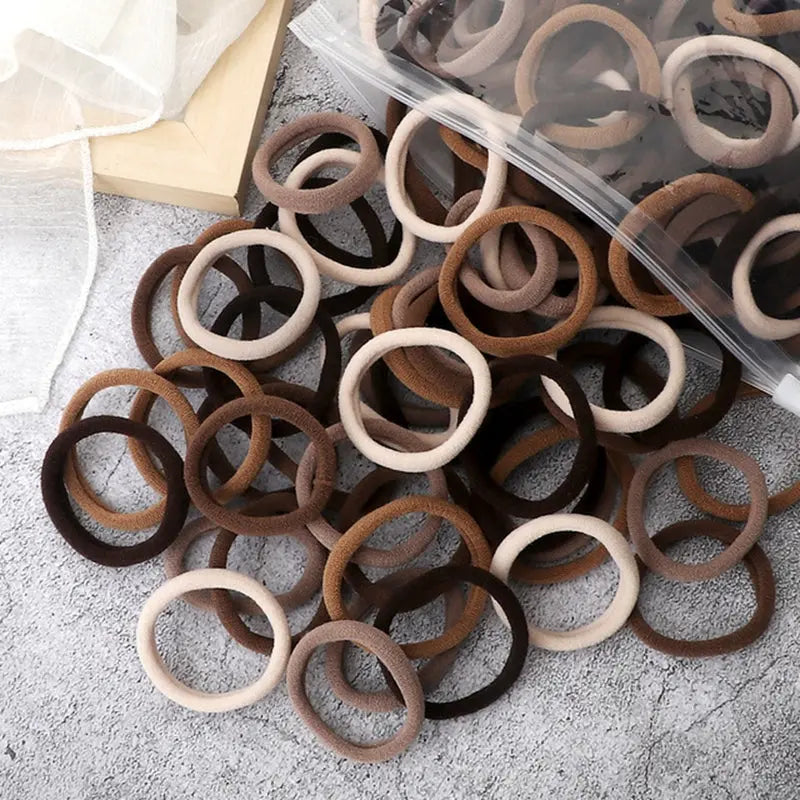 50pcs/Set Essential Solid Color Elastic Hair Bands - 4cm Wide Simple Hair Ties for Women, Ponytail Holders, Hair Ropes, and Styling Accessories - Soft, Durable, and Easy to Use Best Products Online