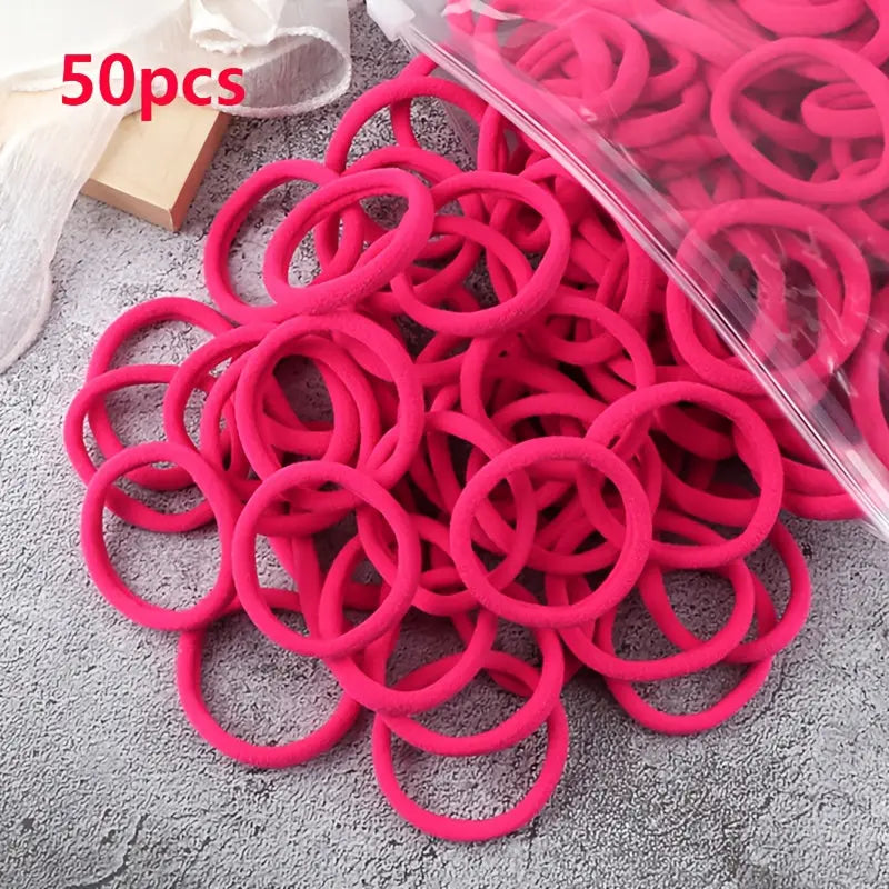 50pcs/Set Essential Solid Color Elastic Hair Bands - 4cm Wide Simple Hair Ties for Women, Ponytail Holders, Hair Ropes, and Styling Accessories - Soft, Durable, and Easy to Use Best Products Online