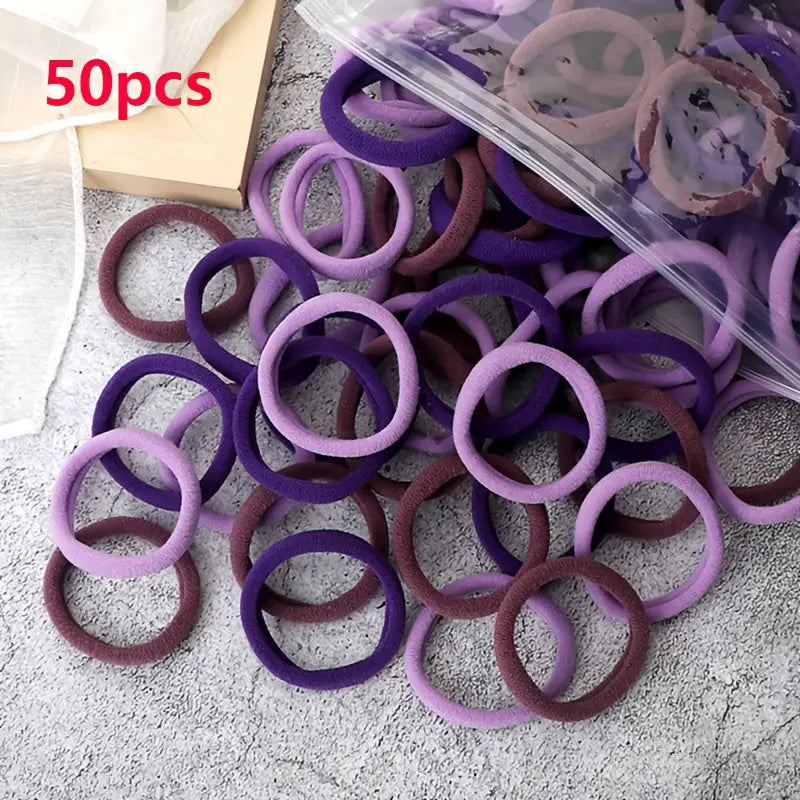 50pcs/Set Essential Solid Color Elastic Hair Bands - 4cm Wide Simple Hair Ties for Women, Ponytail Holders, Hair Ropes, and Styling Accessories - Soft, Durable, and Easy to Use Best Products Online