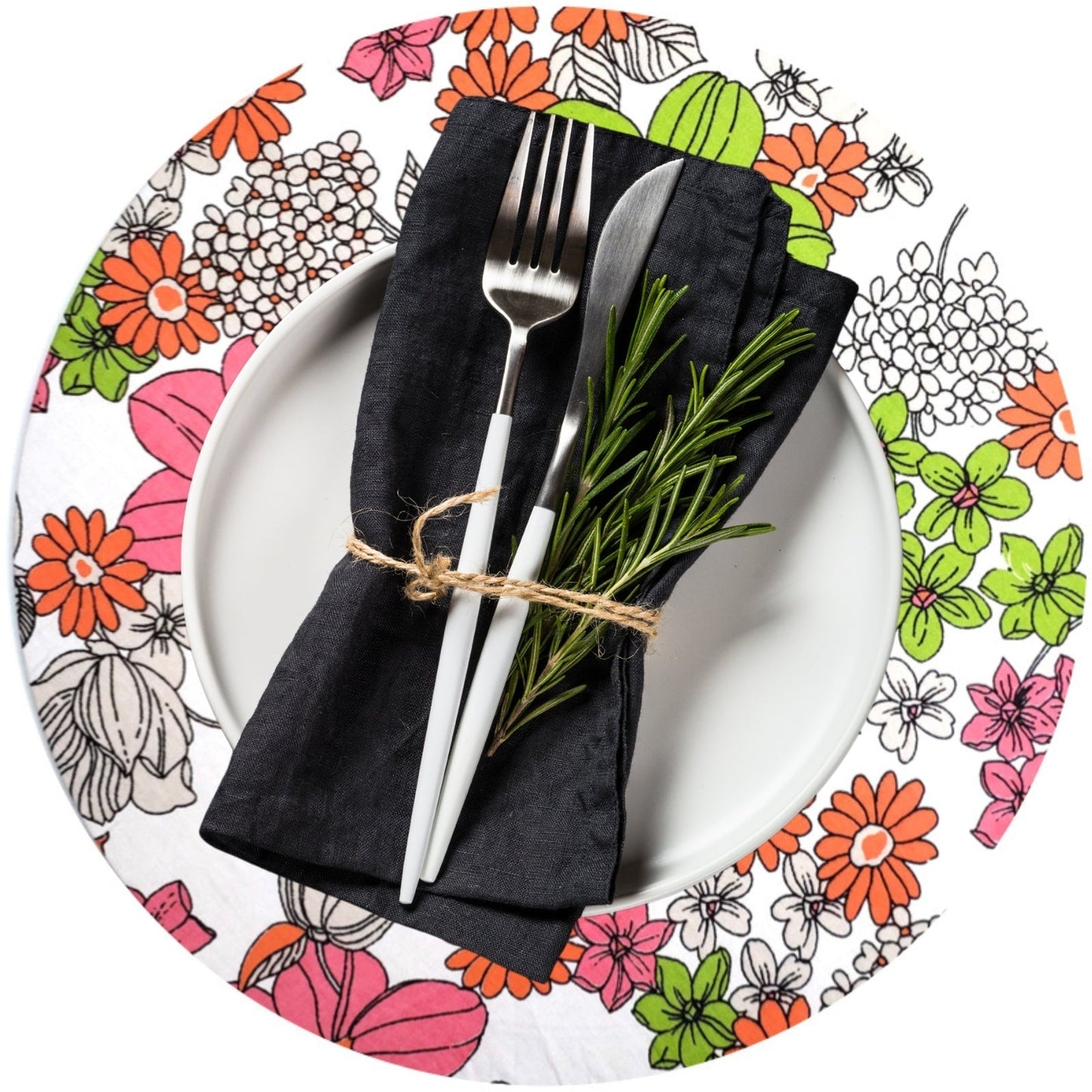 Charlo's Set of 4 Round Placemats Covers Nina's Gardens 14 Dia inch-3