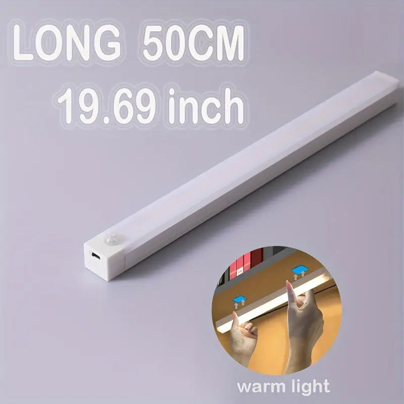 Smart Switch LED Light Human Motion Sensor Long Strip Wireless Magnetic Self-Adhesive Wardrobe Light with Charging Cabinet Light Bar for Countertop Closet Lighting, Rechargeable Kitchen Night Light Battery Powered Lamp for Wa Best Products Online