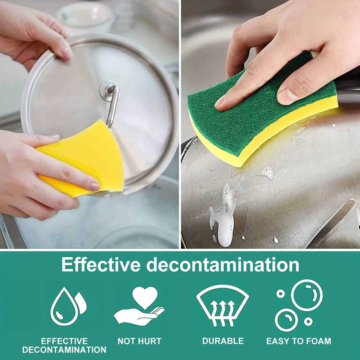 8/16/32pcs, Multifunctional Cleaning Sponge, Double-Sided Scouring Pad For Household Cleaning, Dishwashing Sponge, Premium Kitchen Sponge, Durable Non-scratch Sponge Wipe, Super Absorbent, Cleaning Supplies, Cleaning Tool Best Products Online
