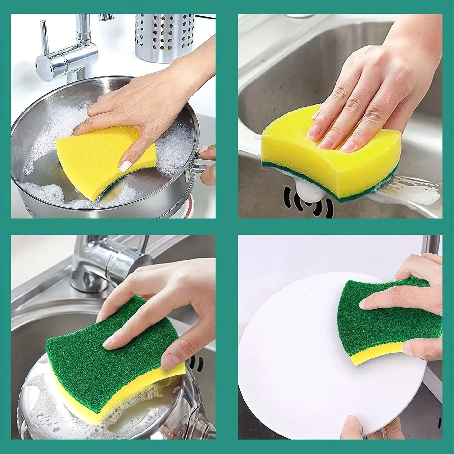 8/16/32pcs, Multifunctional Cleaning Sponge, Double-Sided Scouring Pad For Household Cleaning, Dishwashing Sponge, Premium Kitchen Sponge, Durable Non-scratch Sponge Wipe, Super Absorbent, Cleaning Supplies, Cleaning Tool Best Products Online