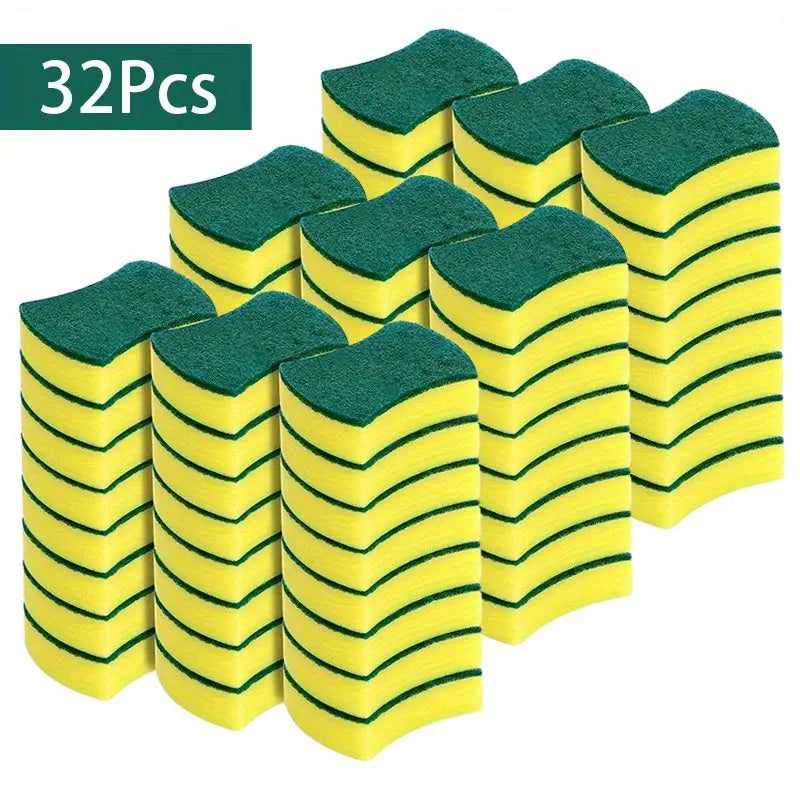 8/16/32pcs, Multifunctional Cleaning Sponge, Double-Sided Scouring Pad For Household Cleaning, Dishwashing Sponge, Premium Kitchen Sponge, Durable Non-scratch Sponge Wipe, Super Absorbent, Cleaning Supplies, Cleaning Tool Best Products Online