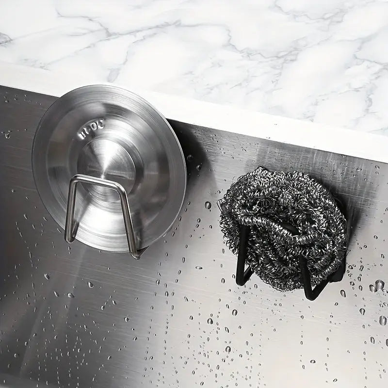 1pc Stainless Steel Sponge Holder for Kitchen Sink - No-Drill, Wall Mount Design with Dual Hooks, Ideal for Sponges & Small Tools, Keeps Surfaces Clean, Sponges for Washing Dishes Best Products Online