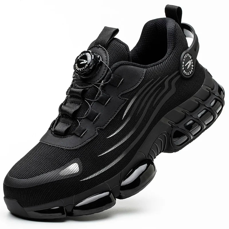 Hot Rotary Buckle Work Safety Shoes For Men Air Soft Sole Lightweight Protective Work Sneakers Men Breathable Safety Footwear