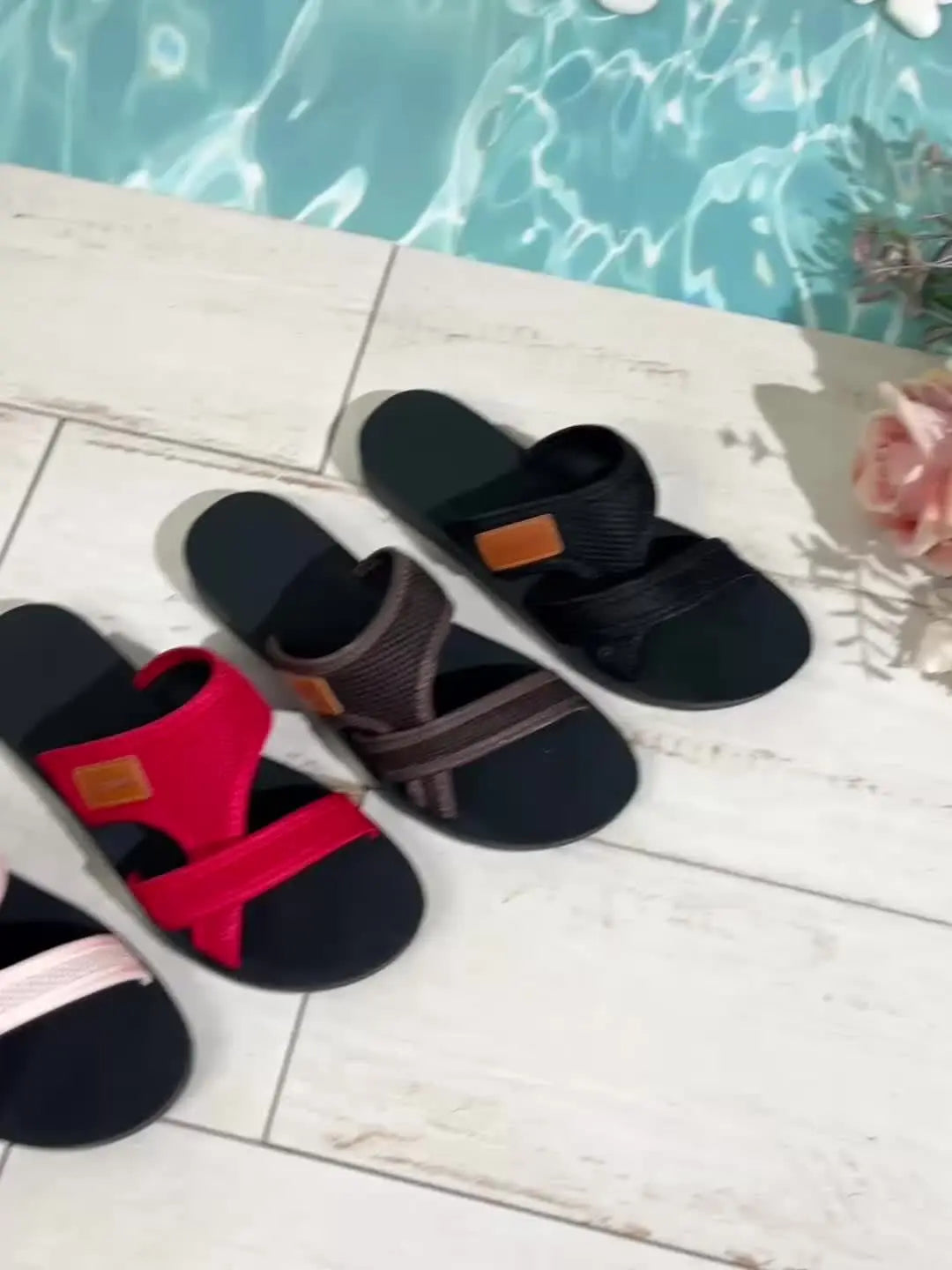 Women's Breathable Mesh Slide Sandals - Comfortable Open-Toe Flat Shoes with Crisscross Straps, Lightweight Summer Footwear in Black/Brown or Red/Black, Casual Indoor & Outdoor Wear, Strappy Sandals Best Products Online