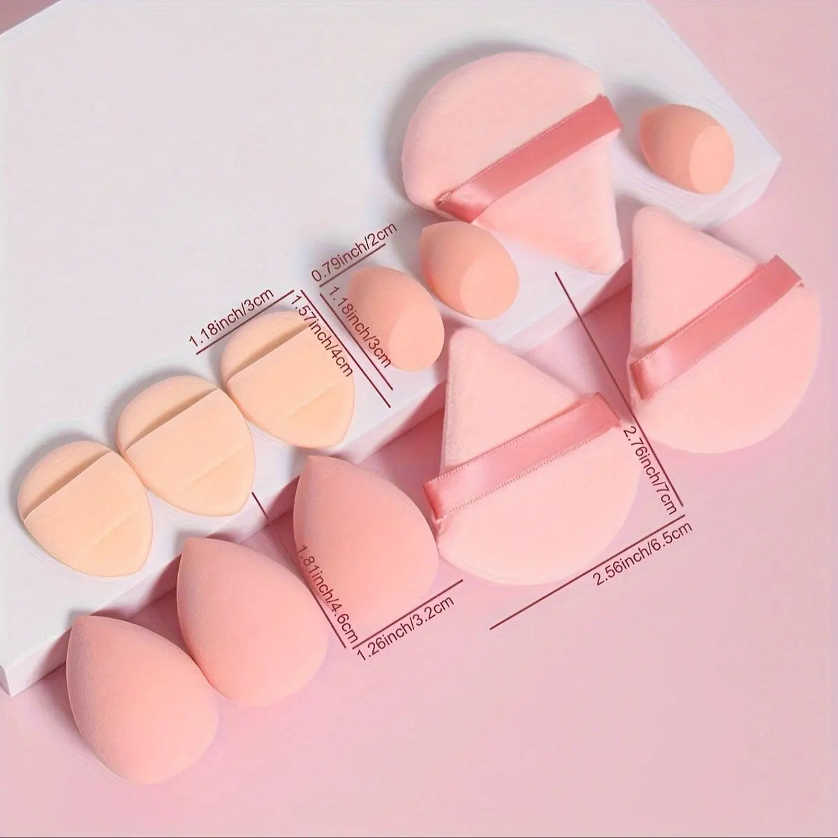 12-Piece All-Purpose Makeup Sponge Puff Set, Includes 3 Powder Puffs, 3 Mini Air Cushion Puffs, 3 Beauty Blenders & 3 Mini Beauty Blenders, Ideal For All Skin Types Best Products Online