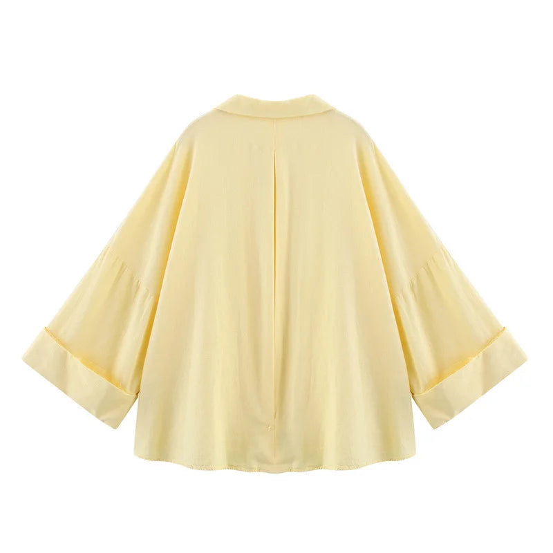 2025 Spring/Summer Trendy Women's Blouses - Long Sleeve V-neck Solid Color Shirts Fashionable Office Wear