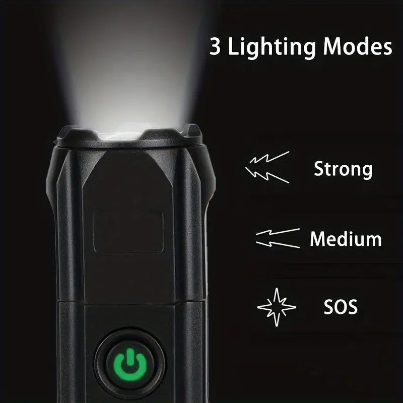 1pc Powerful Zoomable Flashlight, Outdoor Multi-functional Portable Home Small Flashlight, Telescopic Zoom Light Best Products Online