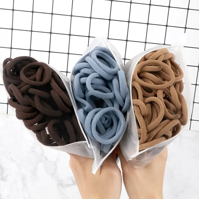 50pcs/Set Essential Solid Color Elastic Hair Bands - 4cm Wide Simple Hair Ties for Women, Ponytail Holders, Hair Ropes, and Styling Accessories - Soft, Durable, and Easy to Use Best Products Online
