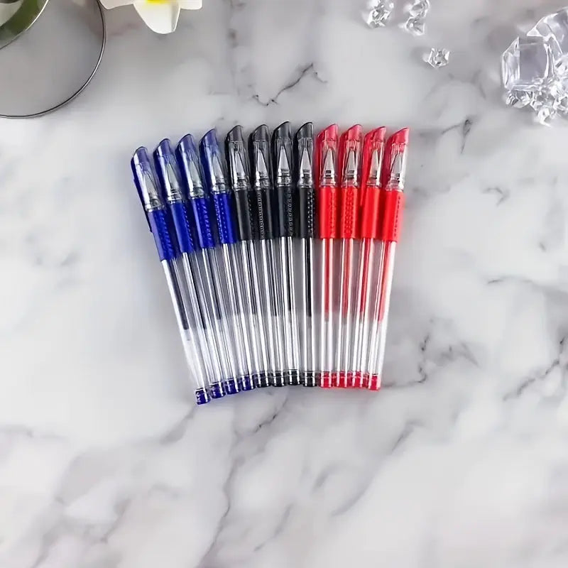 18pcs (3 Pens + 15 Refills) Gel Pen Set School Supplies Black Blue Red Ink Color 0.5Mm Ballpoint Pen Kawaii Pen Student School Office Stationery Best Products Online