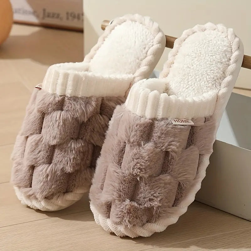 Women's Winter Plush Slippers - Soft Fabric Upper, Non-Slip PVC Sole, Solid Color, Hand Washable - Winter Home Comfort | Soft & Warm | Non-Slip Sole Best Products Online