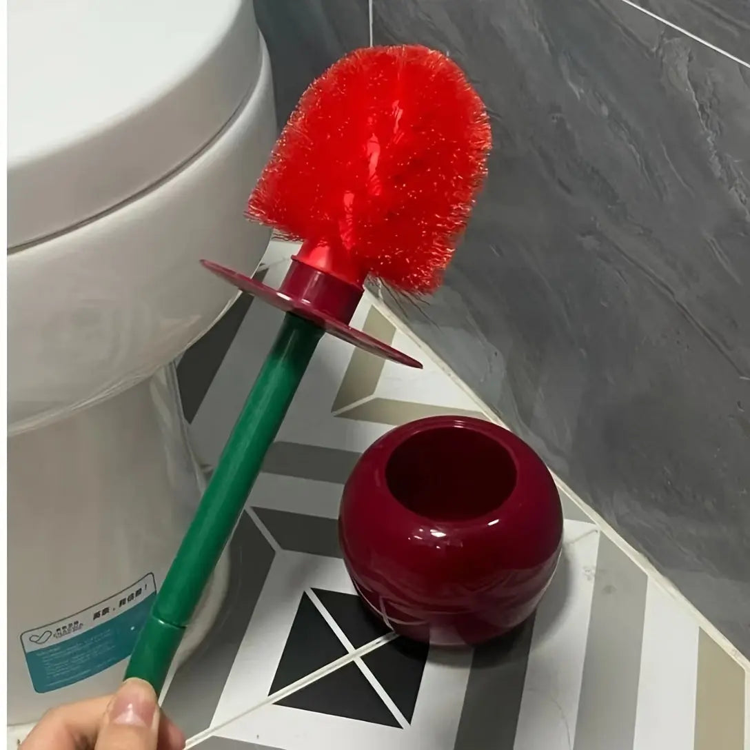 1-Set Cherry-Shaped Toilet Brush and Holder- Durable, Space-Saving Bathroom Cleaning Tool Best Products Online