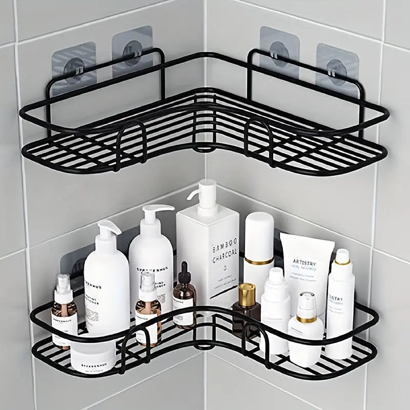 1pc Punch-Free Corner Shelf, Bathroom Rack, Wall-Mounted Storage For Toilet, Bathroom Shampoo Lotion Cosmetic Storage Rack, Bathroom Accessories Best Products Online
