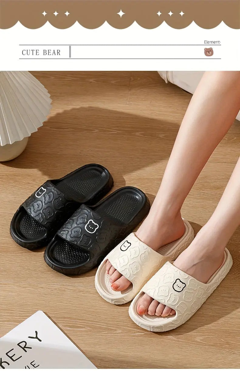 ASHALI Cute Cartoon Bear Breathable Soft Slippers for Men, Suitable for All Seasons, Indoor Home Use, Couple'S Bathroom Non-Slip Slippers. Best Products Online