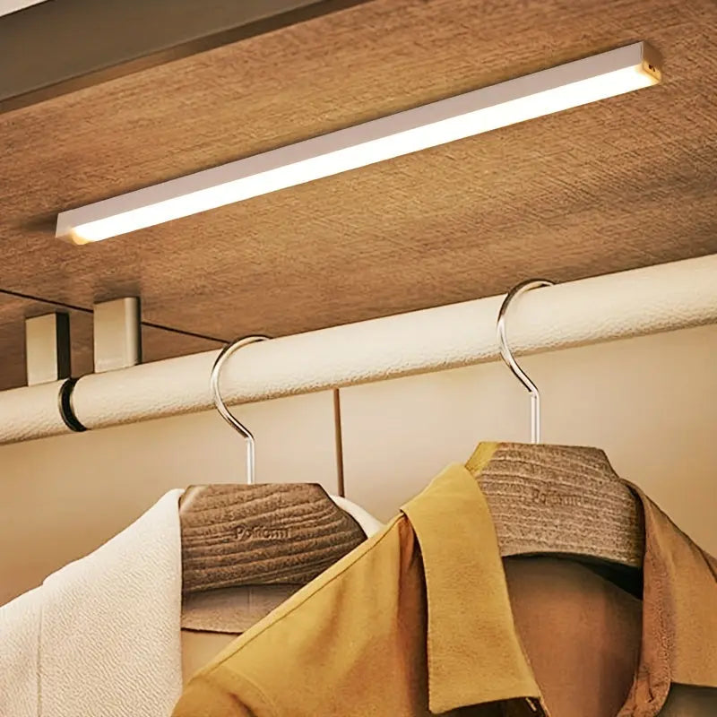 Smart Switch LED Light Human Motion Sensor Long Strip Wireless Magnetic Self-Adhesive Wardrobe Light with Charging Cabinet Light Bar for Countertop Closet Lighting, Rechargeable Kitchen Night Light Battery Powered Lamp for Wa Best Products Online