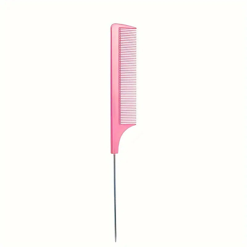 Barber Salon Fine Tooth Rat Tail Teasing Comb With Stainless Steel Pin Metal Hair Pick Detangling Comb Profession Tool Practical Convenient For Women Men Hair Styling Best Products Online