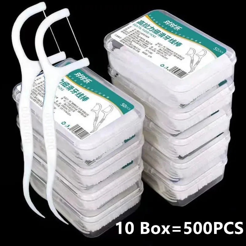 1/2/3/5/10 Box Portable Disposable Dental Floss Plastic Toothpick High-tension Dental Floss Stick Dental Floss Box Oral Care