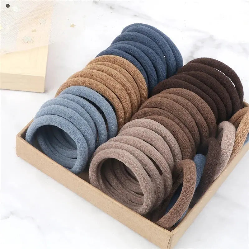 50pcs/Set Essential Solid Color Elastic Hair Bands - 4cm Wide Simple Hair Ties for Women, Ponytail Holders, Hair Ropes, and Styling Accessories - Soft, Durable, and Easy to Use Best Products Online