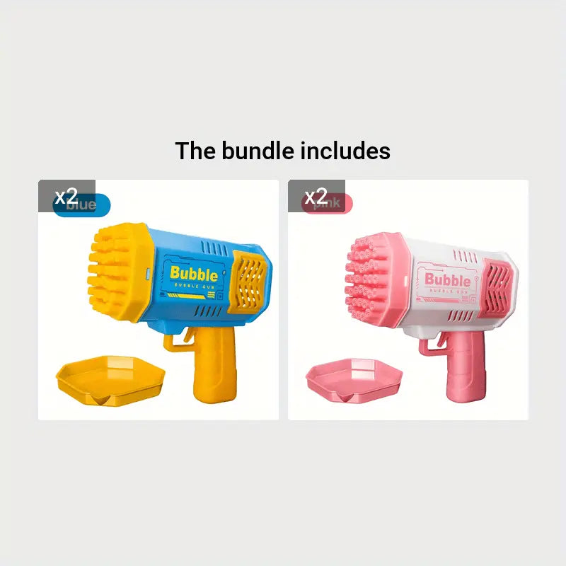 MAMXUAN Youngsters' 40-Hole Bubble Blaster Gun with LED Light - Portable Electric Bubble Maker for Outdoor Fun, Blue & Pink Plastic Bubble Guns for Boys and Girls (Bubbles Not Included) Best Products Online