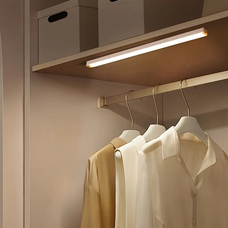 Smart Switch LED Light Human Motion Sensor Long Strip Wireless Magnetic Self-Adhesive Wardrobe Light with Charging Cabinet Light Bar for Countertop Closet Lighting, Rechargeable Kitchen Night Light Battery Powered Lamp for Wa Best Products Online