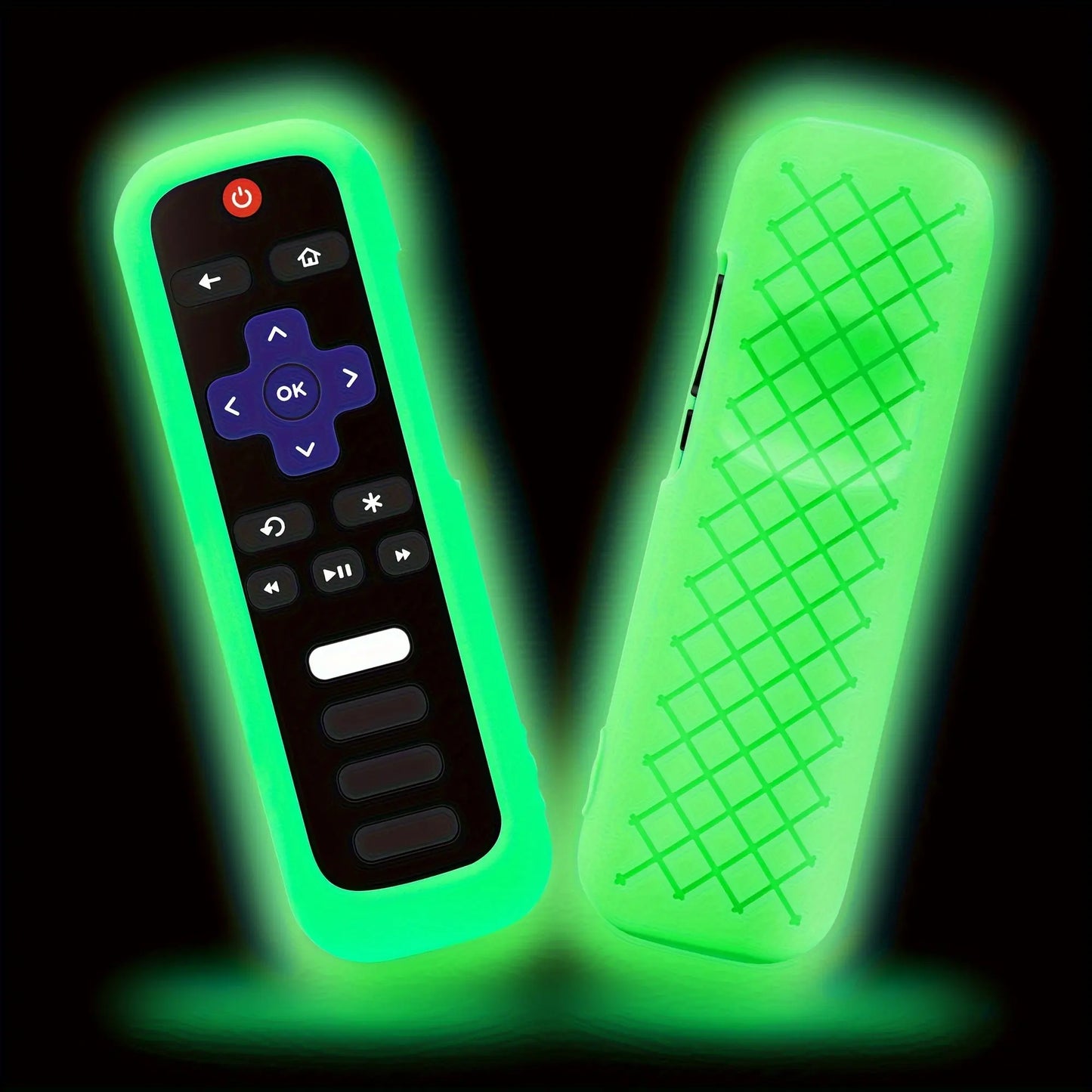1pc Roku TV Remote Cover, Glow in the Dark Silicone Sleeve Case, Compatible with TCL Hisense Roku TV Steaming Stick 4K 4K+ Voice Remote, Universal Protective Battery Cover, 2022 Model, Uncharged, No Battery Included Best Products Online