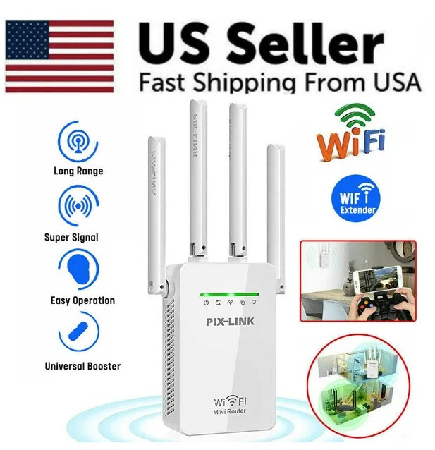 1200Mbps WiFi Range Extender Repeater Wireless Amplifier Router Signal Booster