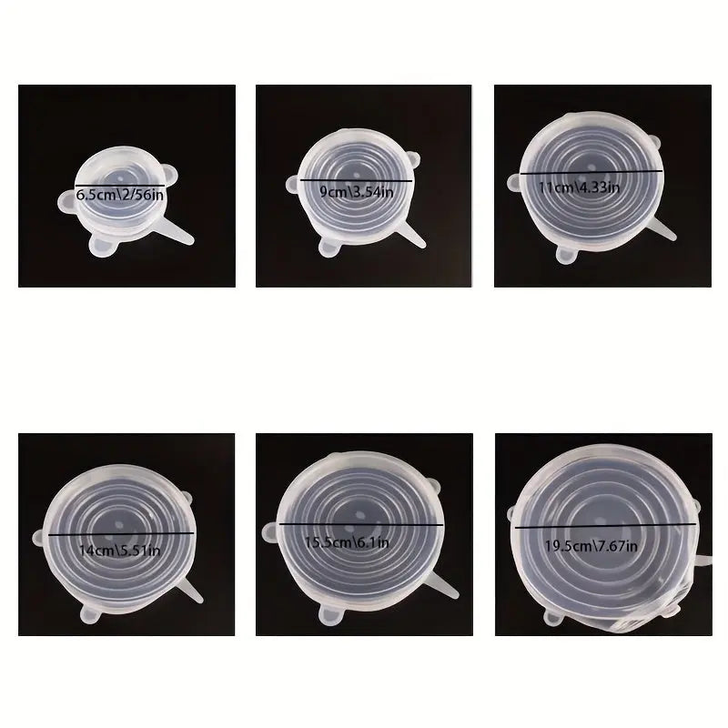 6-Pack Silicone Elastic Lids, Reusable Durable Food Storage Bowl Covers, BPA-Free, Dishwasher & Freezer Safe, Kitchen Accessories Best Products Online
