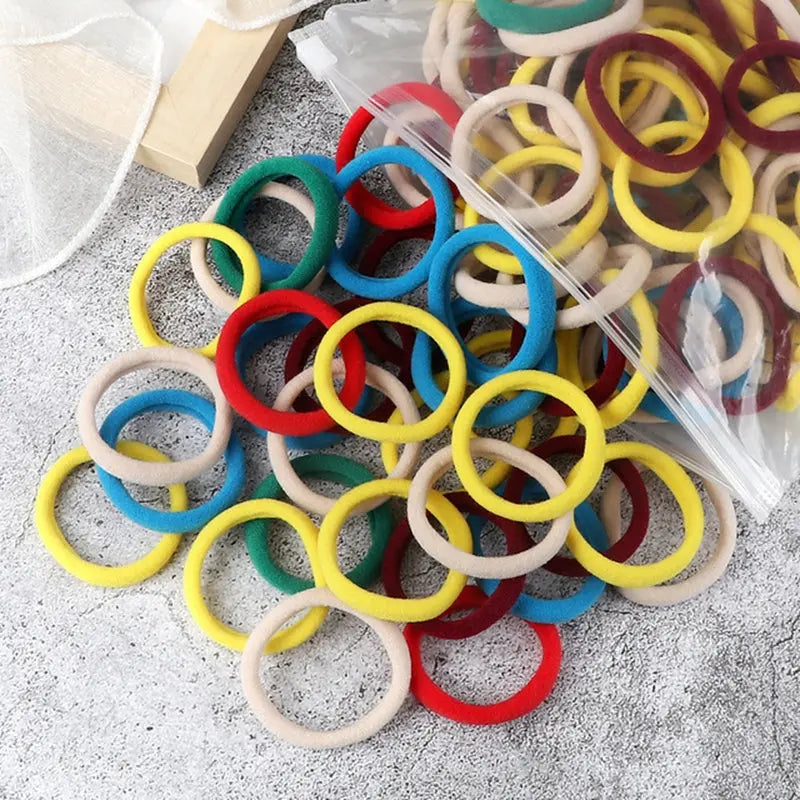 50pcs/Set Essential Solid Color Elastic Hair Bands - 4cm Wide Simple Hair Ties for Women, Ponytail Holders, Hair Ropes, and Styling Accessories - Soft, Durable, and Easy to Use Best Products Online