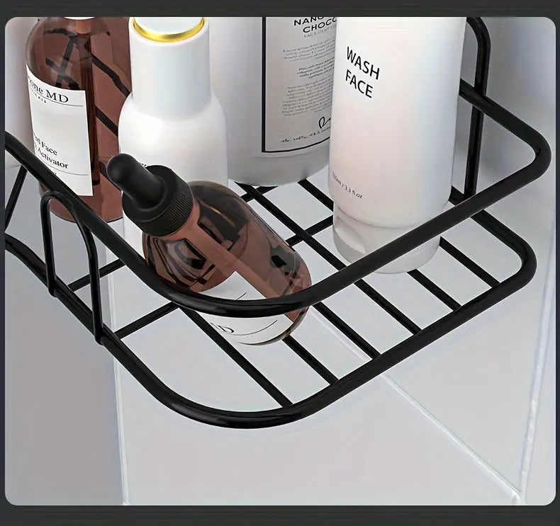 1pc Punch-Free Corner Shelf, Bathroom Rack, Wall-Mounted Storage For Toilet, Bathroom Shampoo Lotion Cosmetic Storage Rack, Bathroom Accessories Best Products Online