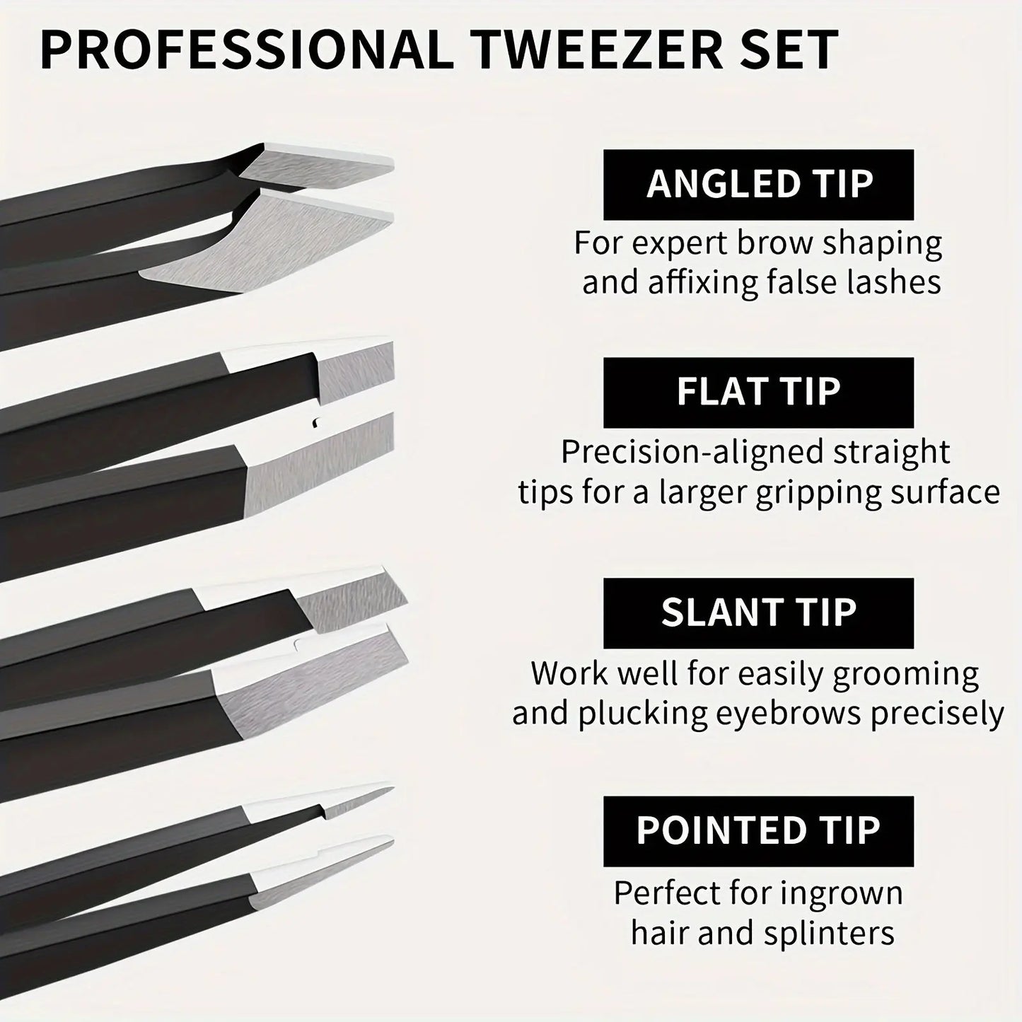 1pcs/4pcs Professional Tweezers, Precision Tweezers Kit, Slant/Pointed/Curved/Flat Tips For Eyebrow, Ingrown Hair, Splinter Removal Best Products Online