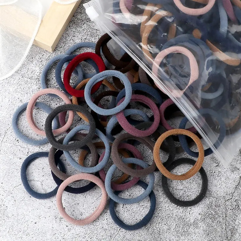 50pcs/Set Essential Solid Color Elastic Hair Bands - 4cm Wide Simple Hair Ties for Women, Ponytail Holders, Hair Ropes, and Styling Accessories - Soft, Durable, and Easy to Use Best Products Online