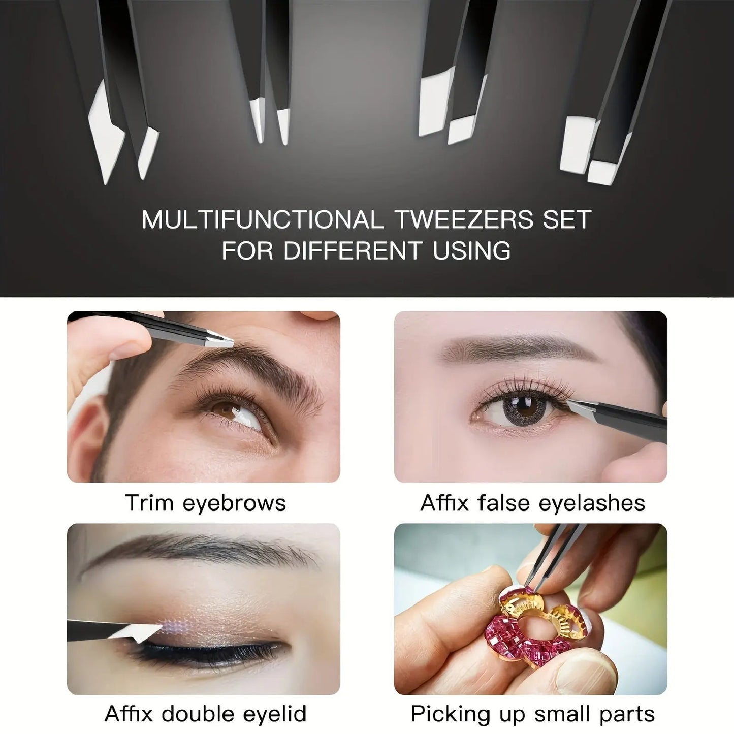 1pcs/4pcs Professional Tweezers, Precision Tweezers Kit, Slant/Pointed/Curved/Flat Tips For Eyebrow, Ingrown Hair, Splinter Removal Best Products Online