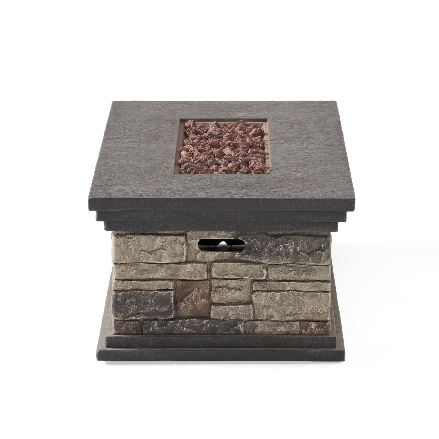 Contemporary Rectangle MGO Fire Pit 50,000 BTU Stone Gray Magnesium