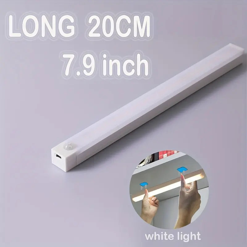 Smart Switch LED Light Human Motion Sensor Long Strip Wireless Magnetic Self-Adhesive Wardrobe Light with Charging Cabinet Light Bar for Countertop Closet Lighting, Rechargeable Kitchen Night Light Battery Powered Lamp for Wa Best Products Online