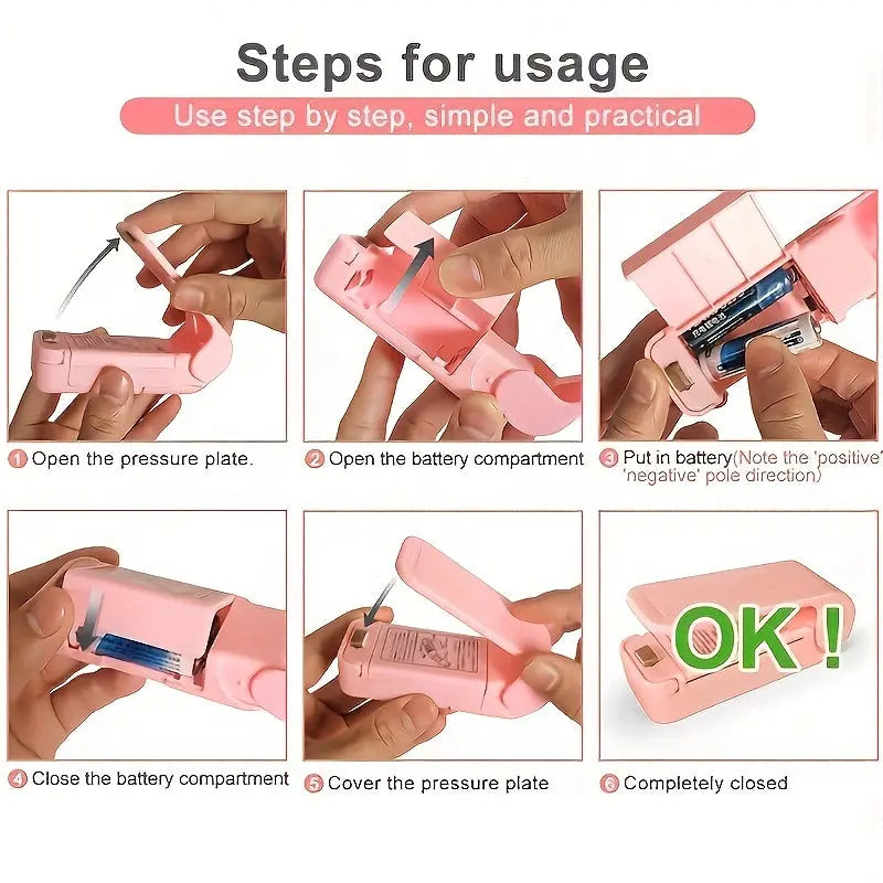 1pc Mini Vacuum Food Sealer Machine with Digital-like Operation - Cordless Portable Handheld Device, One-Touch Seal System, Low-Loss Heating Technology & Ergonomic Design for Freshness Preservation, White/Pink, Compatible wit Best Products Online