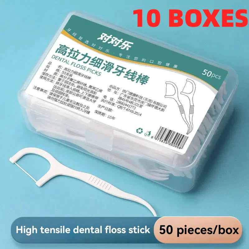 1/2/3/5/10 Box Portable Disposable Dental Floss Plastic Toothpick High-tension Dental Floss Stick Dental Floss Box Oral Care