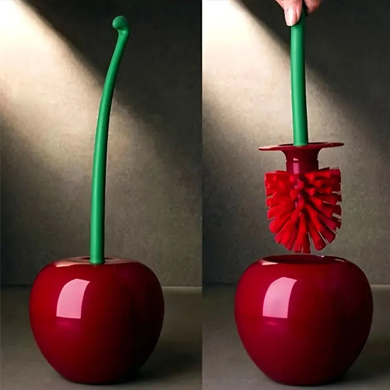 1-Set Cherry-Shaped Toilet Brush and Holder- Durable, Space-Saving Bathroom Cleaning Tool Best Products Online