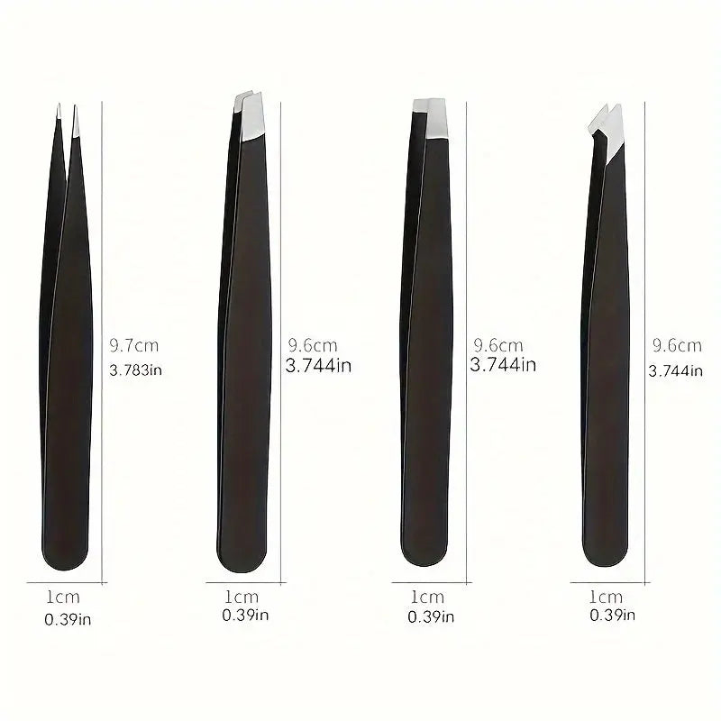 1pcs/4pcs Professional Tweezers, Precision Tweezers Kit, Slant/Pointed/Curved/Flat Tips For Eyebrow, Ingrown Hair, Splinter Removal Best Products Online