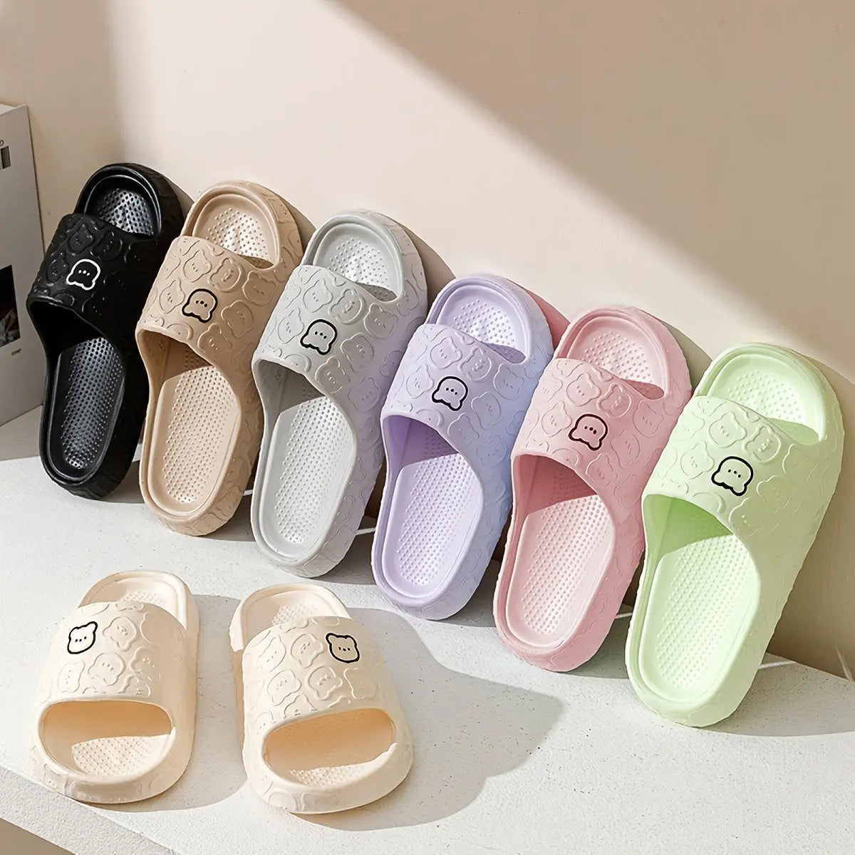 ASHALI Cute Cartoon Bear Breathable Soft Slippers for Men, Suitable for All Seasons, Indoor Home Use, Couple'S Bathroom Non-Slip Slippers. Best Products Online