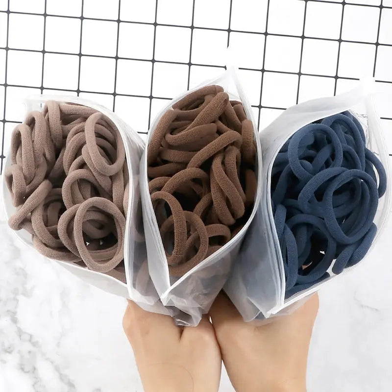 50pcs/Set Essential Solid Color Elastic Hair Bands - 4cm Wide Simple Hair Ties for Women, Ponytail Holders, Hair Ropes, and Styling Accessories - Soft, Durable, and Easy to Use Best Products Online