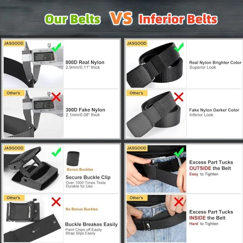 Nylon Military Tactical Men Belt 2 Pack Webbing Canvas Outdoor Web Belt with Plastic Buckle gift for Men