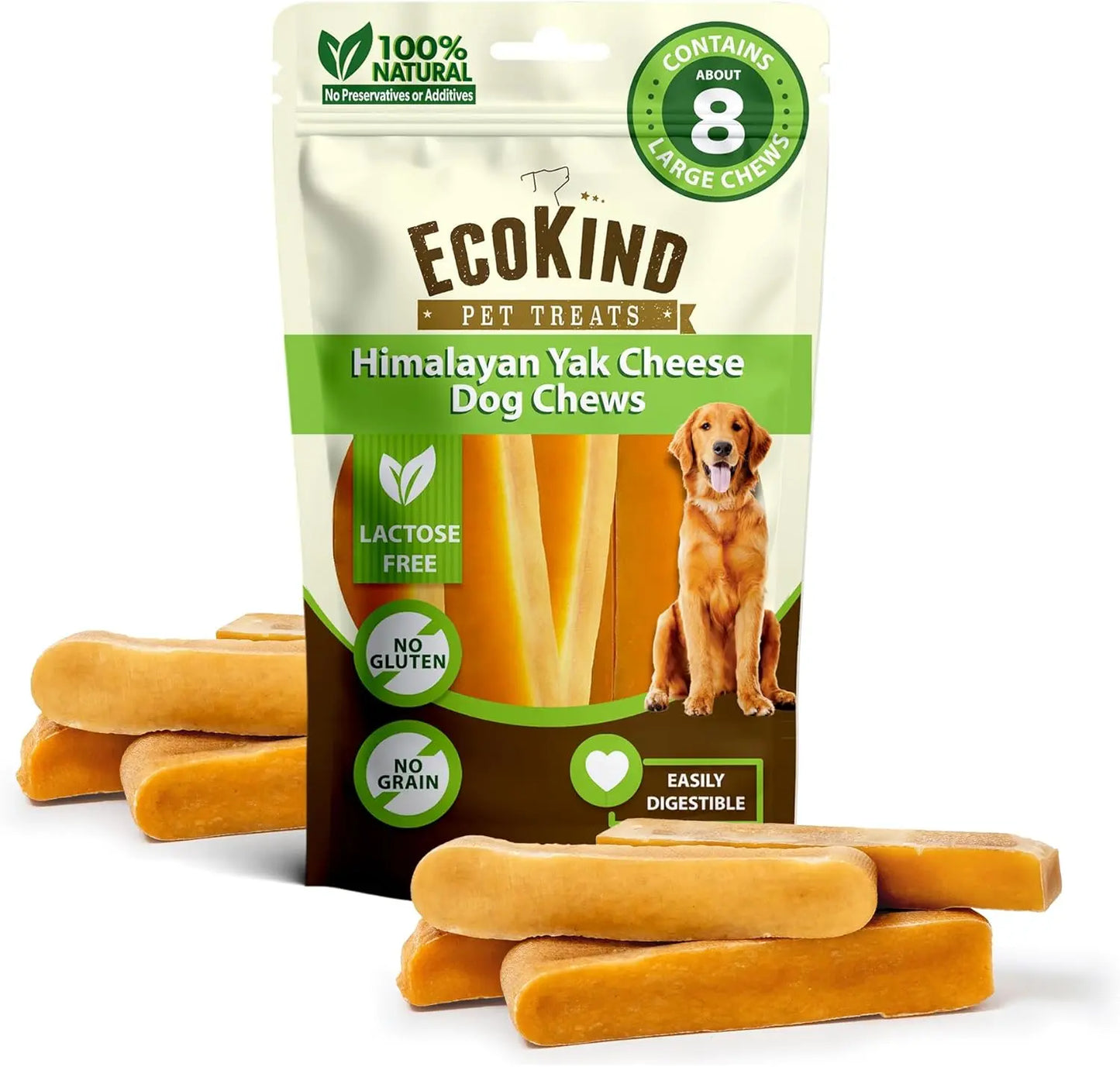 Gold Yak Chews for Large Dogs (1 lb to 5lb Bags) DC-EcoKind Pet Treats